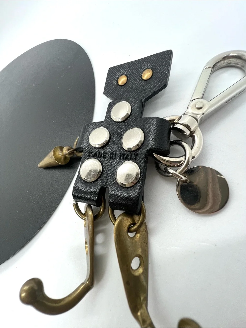 Prada Edward Robot Trick Black Saffiano Leather Keychain Bag Charm